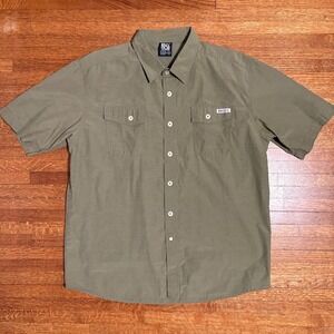 ENYCE New York City Olive Green Short Sleeve Button Up Shirt Mens 2XL‎